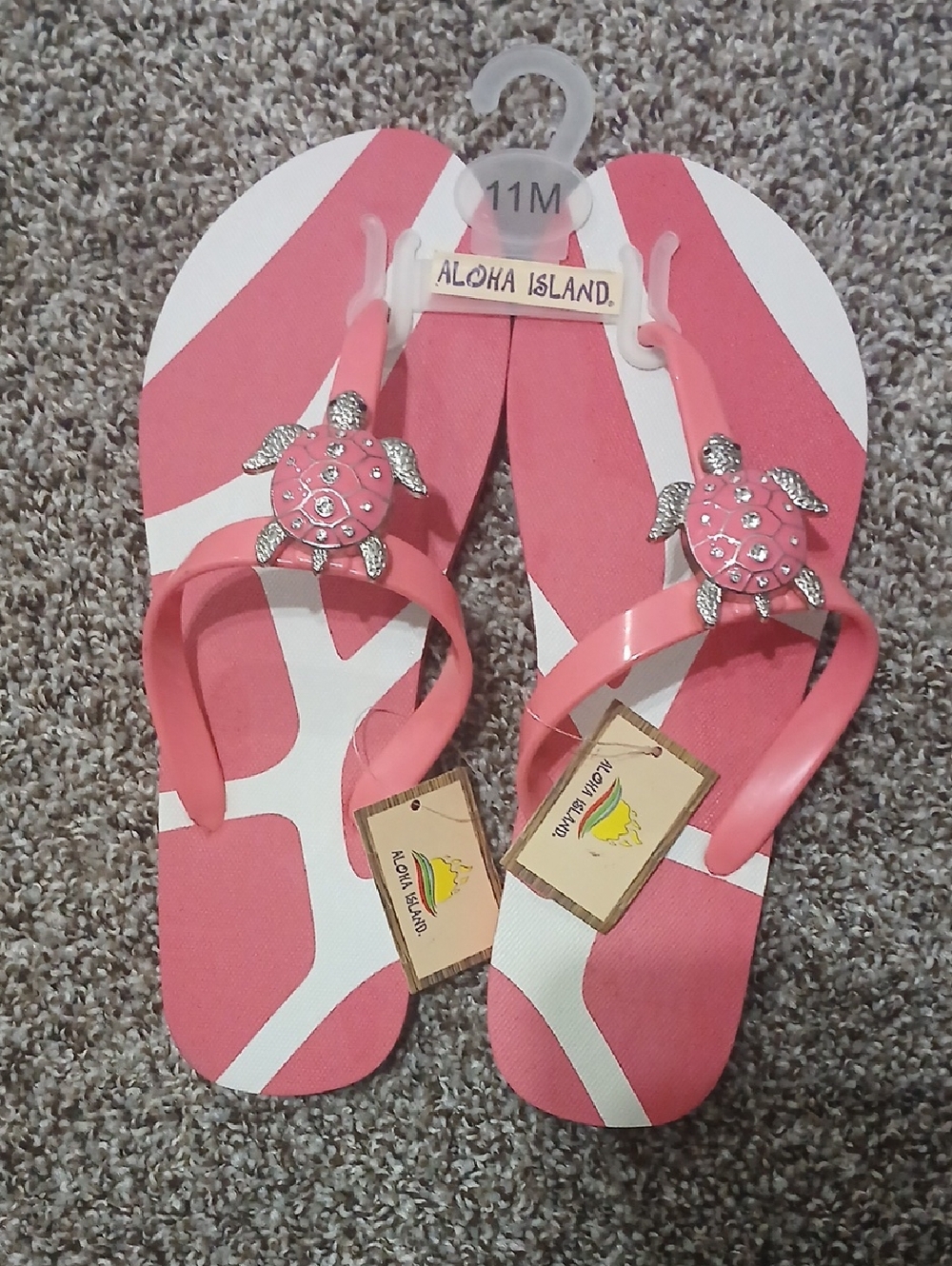 NWT!!! Aloha Island Pink Turtle Flip Flops Size 11M (Shoe Dept) 766752/ Turtle